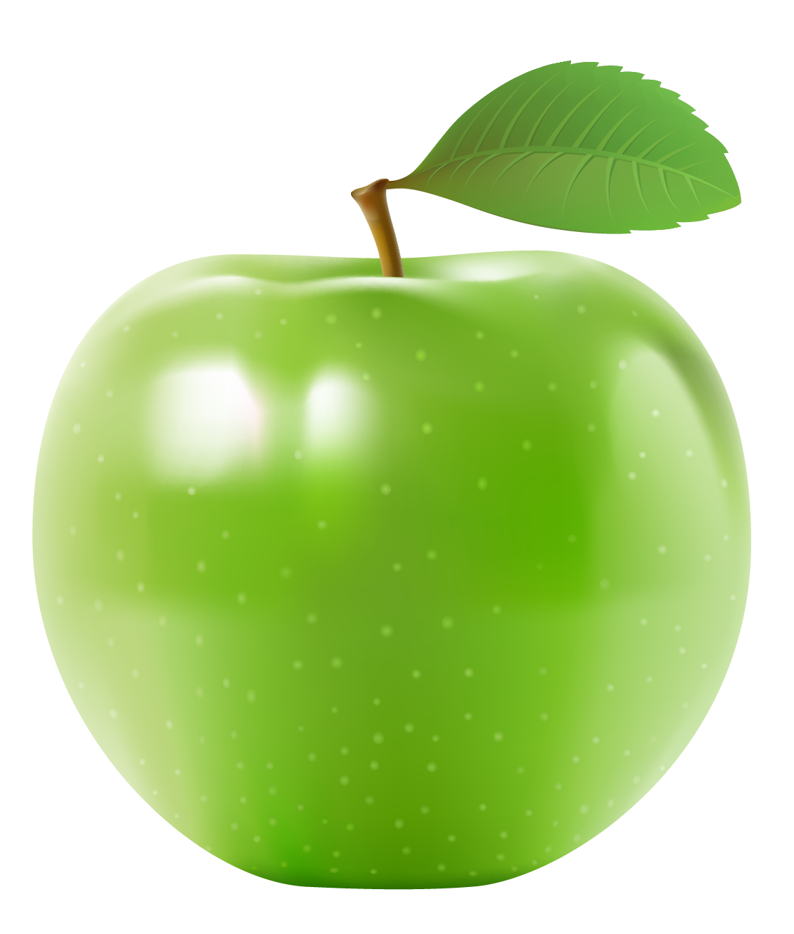 잎이 있는 녹색 사과