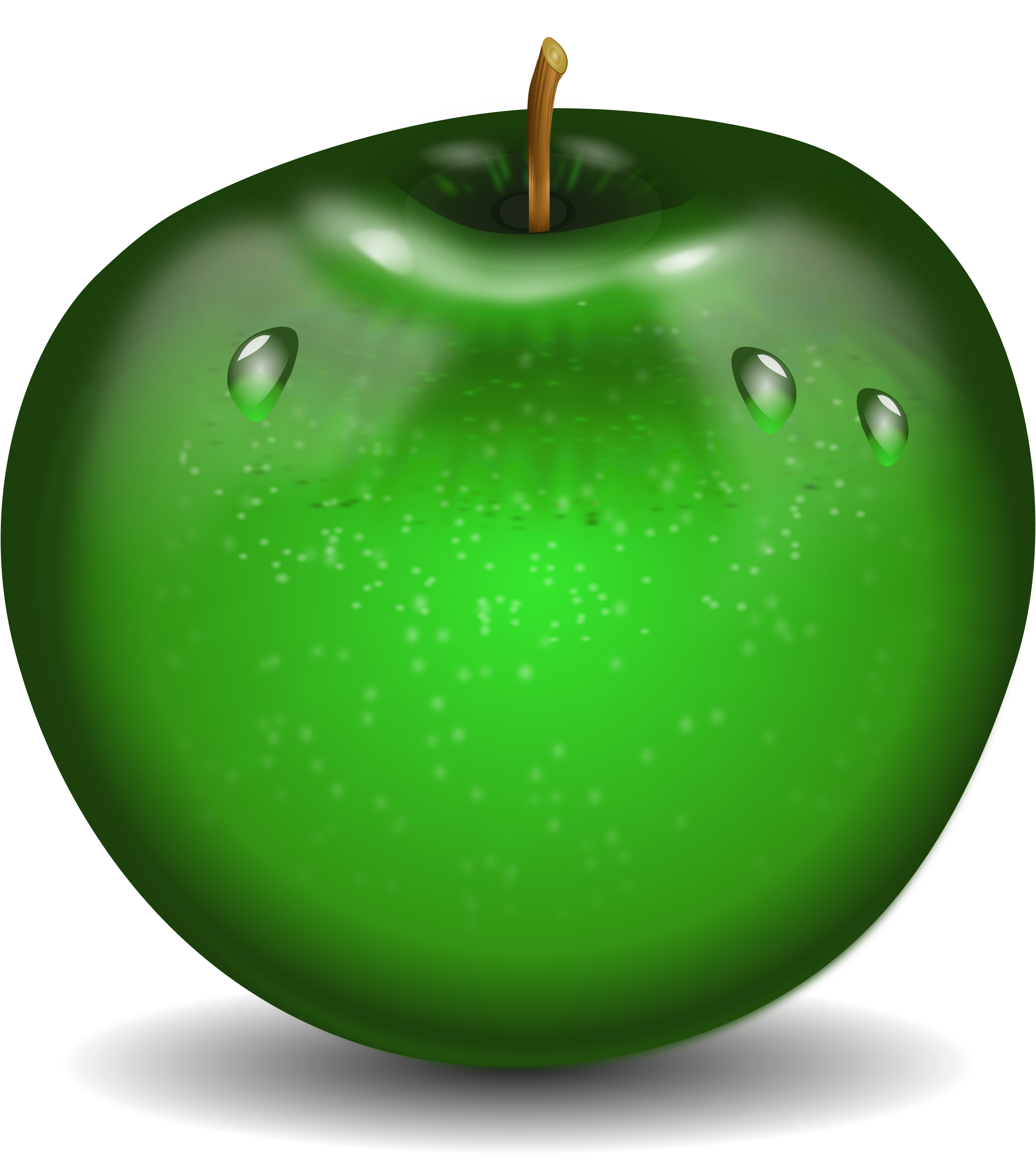 물 방울과 녹색 사과