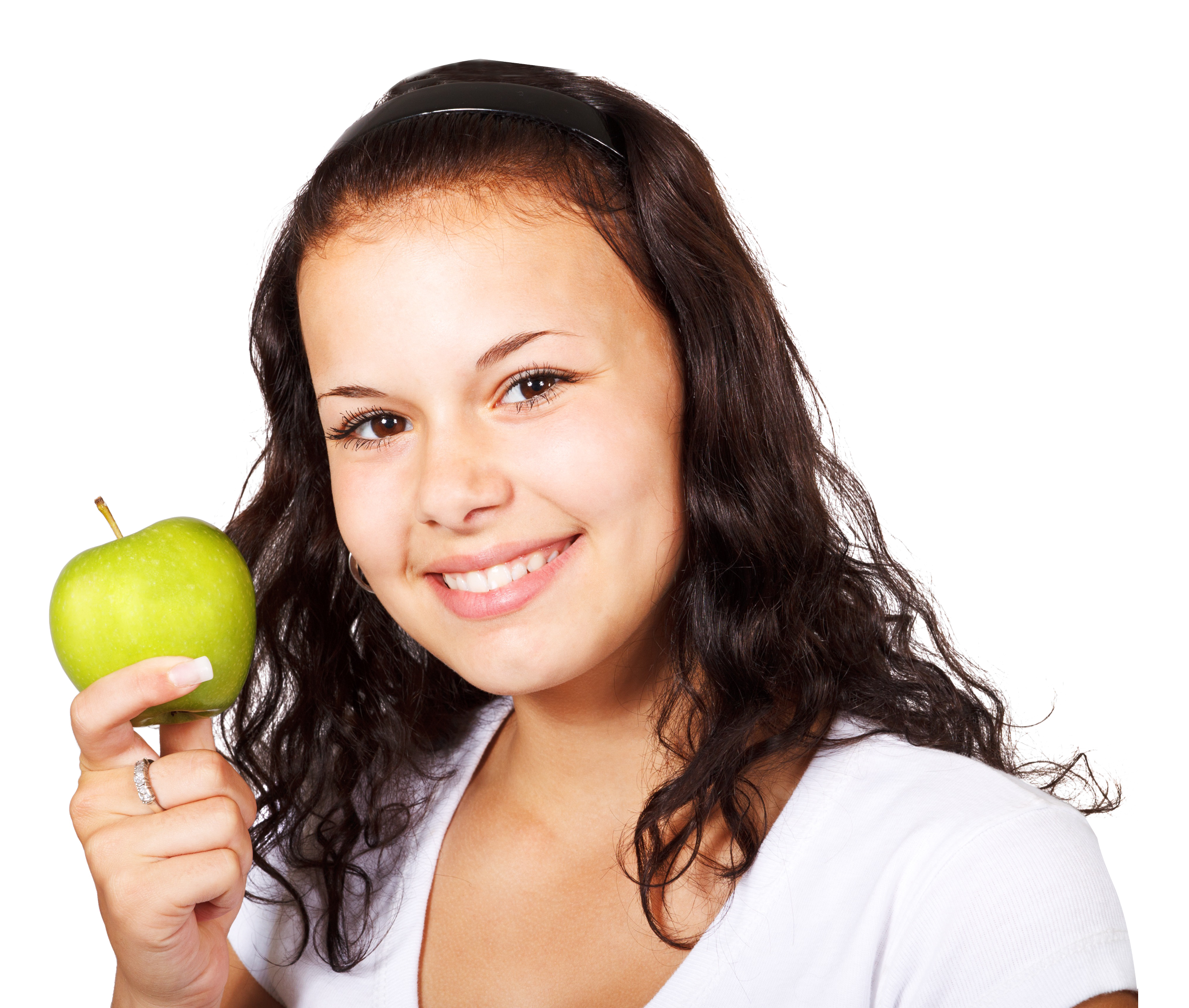 Cô gái với quả táo trong tay