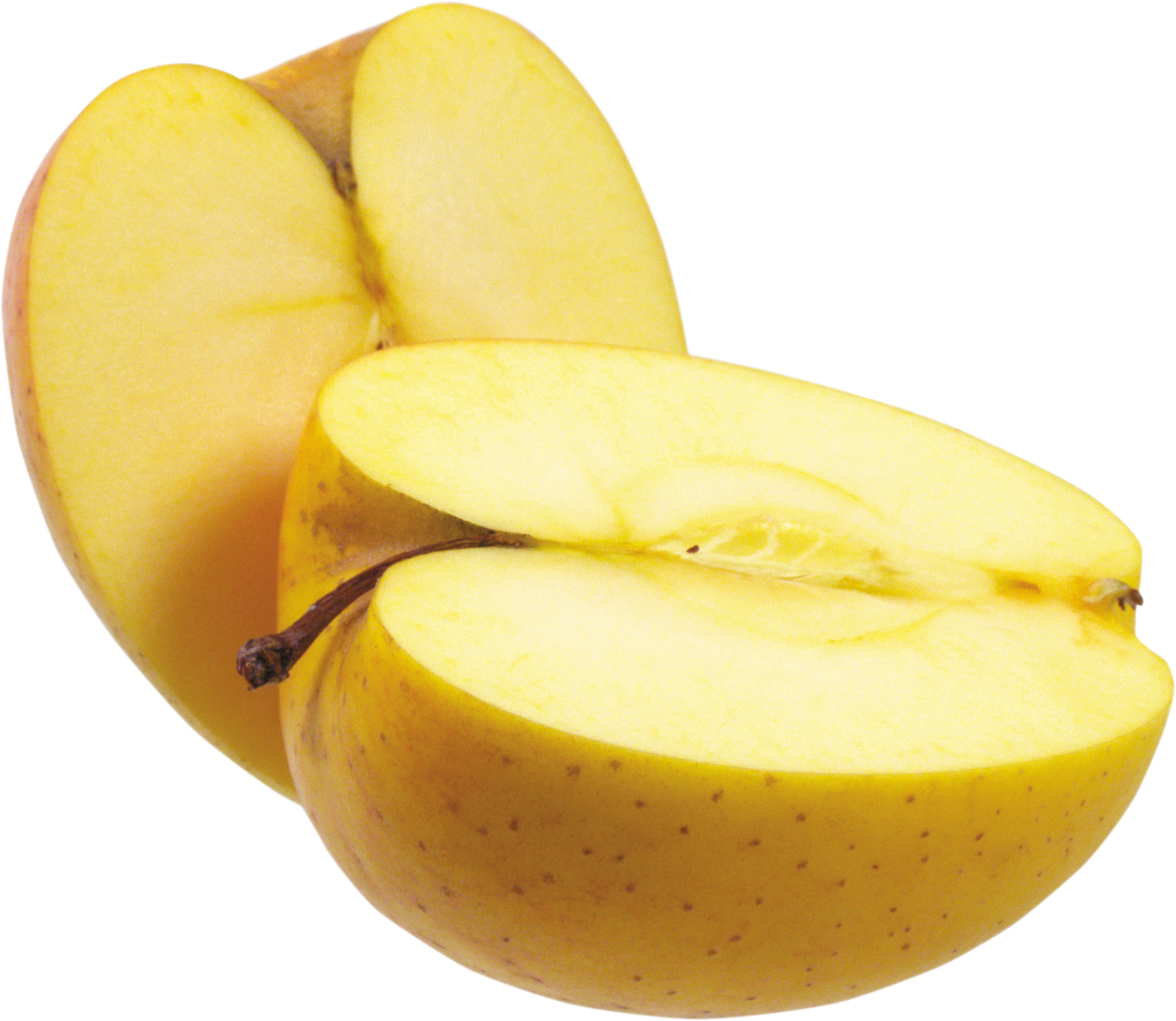 黄色いリンゴを切る