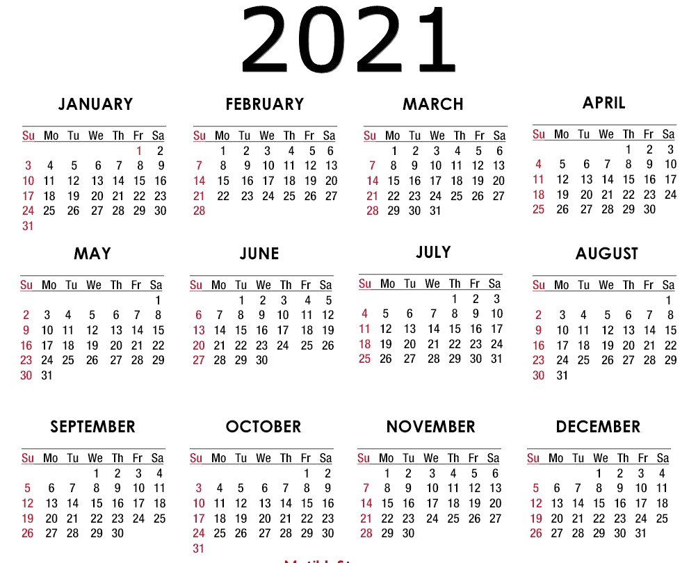 Lịch năm 2021