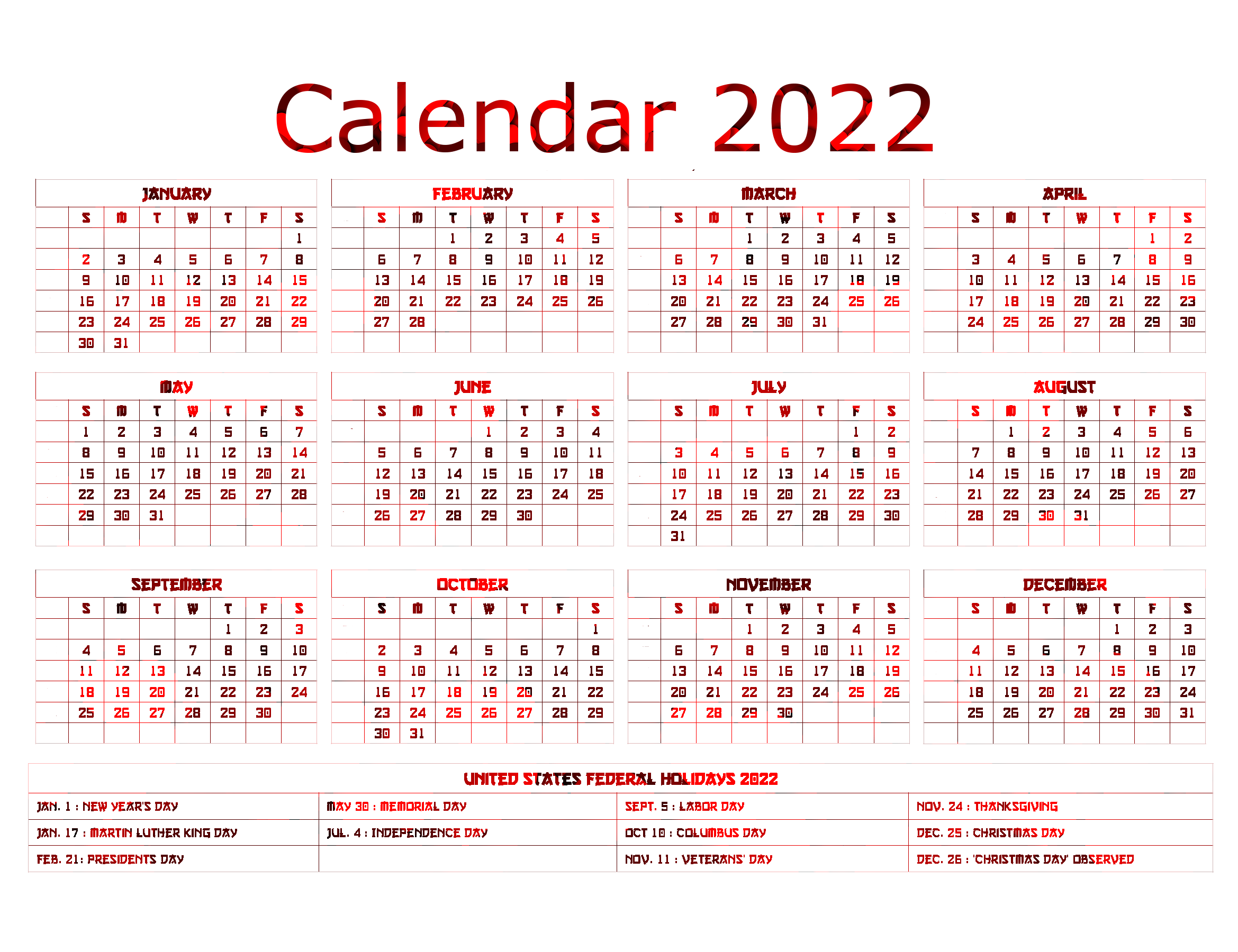 Lịch 2022