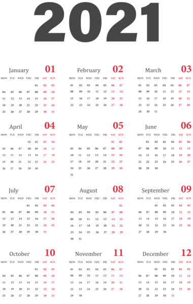 2021年のカレンダー