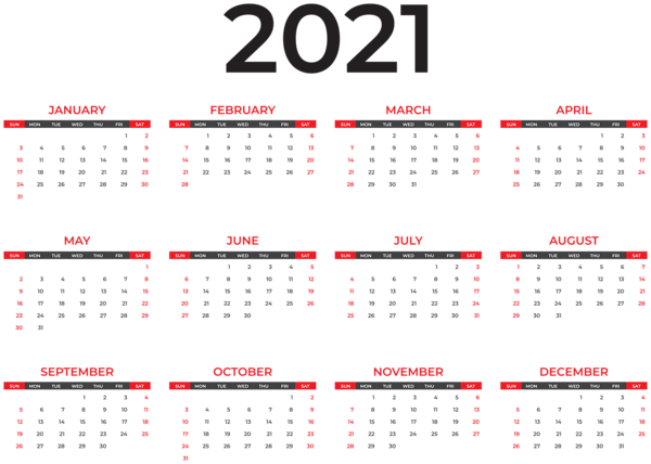 2021年のカレンダー