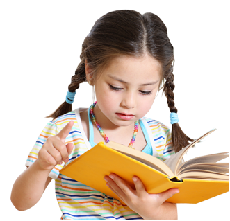 Petit enfant, enfant, petite fille lisant