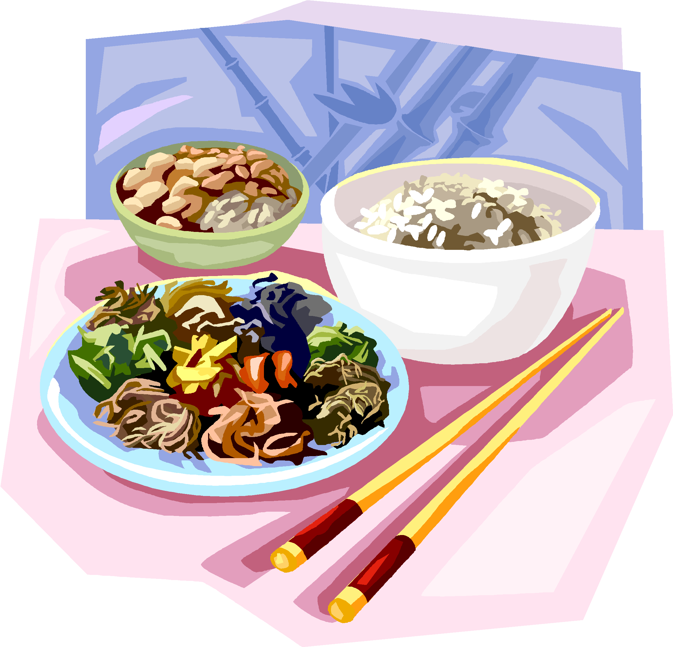 Clipart obiadowy, kuchnia chińska, jedzenie