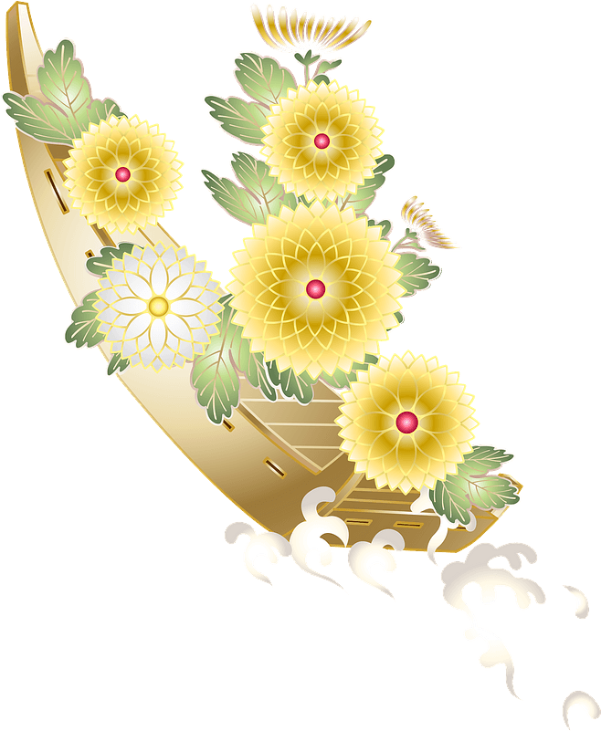 Clip-art do barco de flores de crisântemo