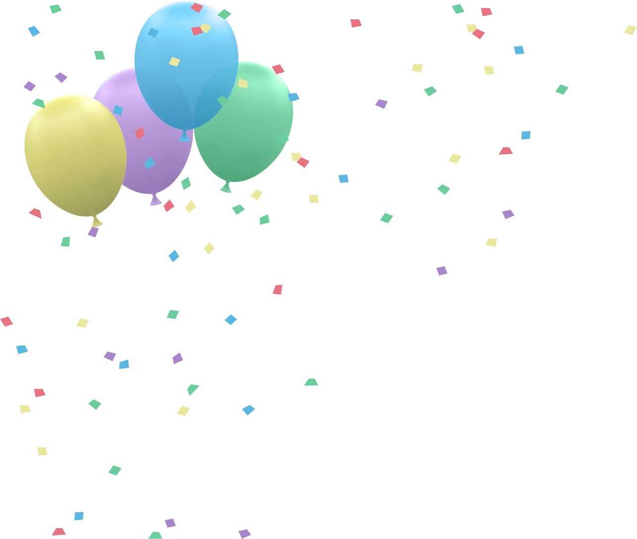 Confetti, balon, perayaan