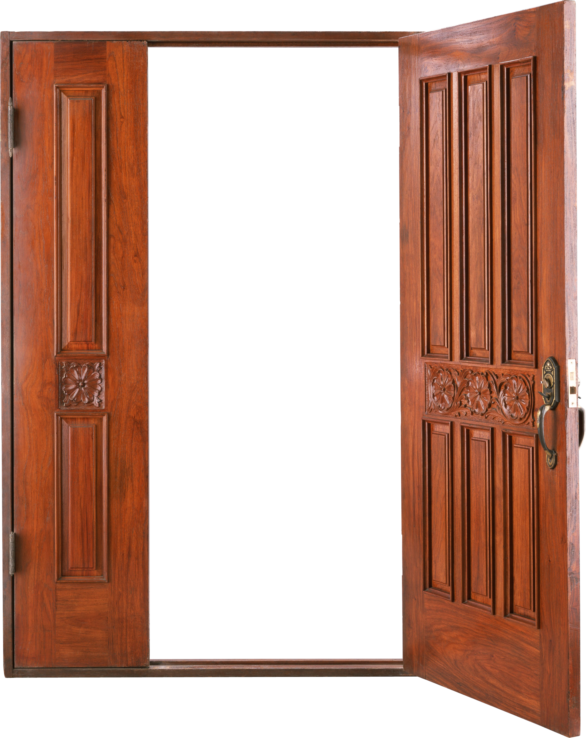 Porta de madeira aberta