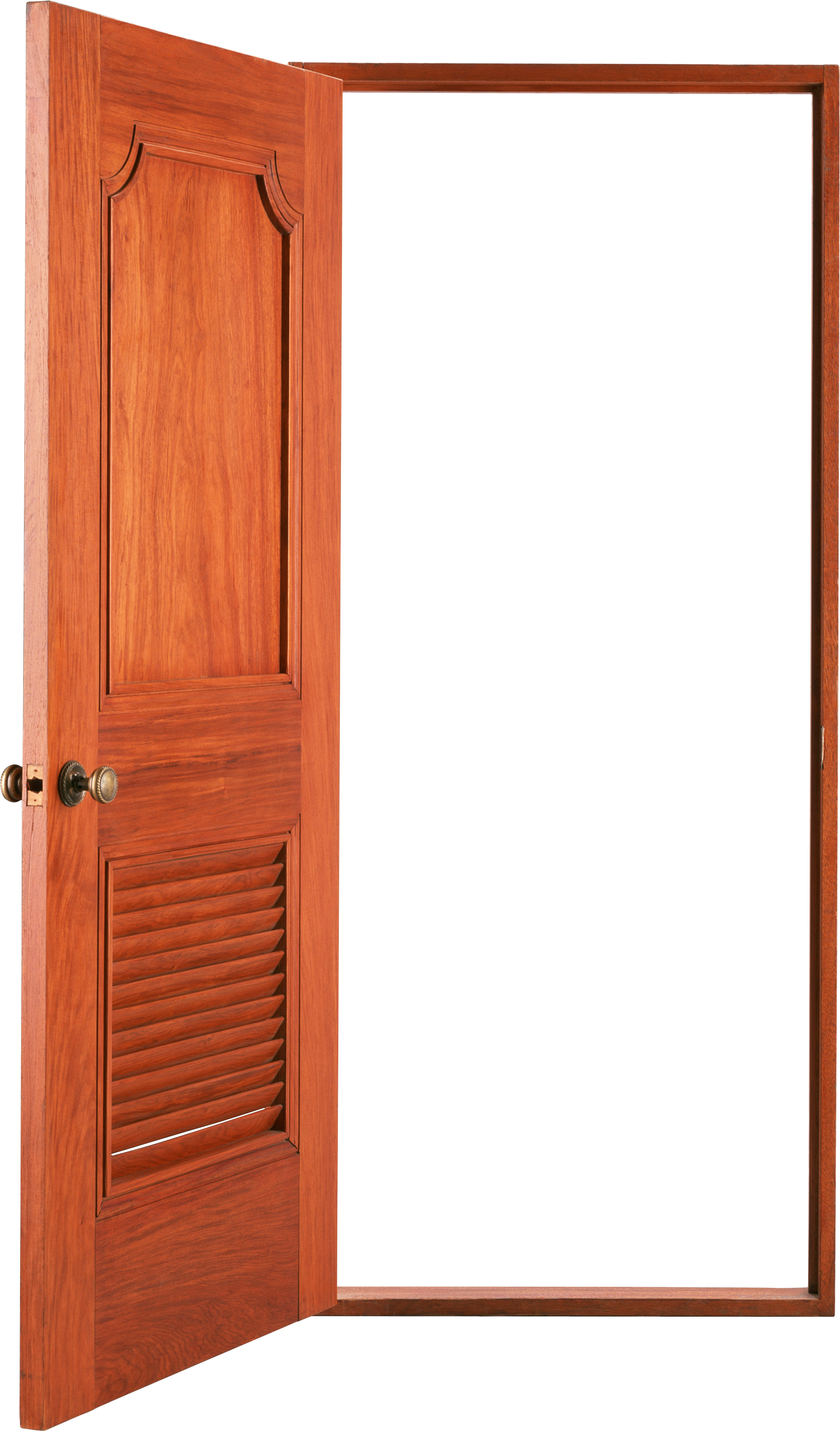 木製のドアを開ける