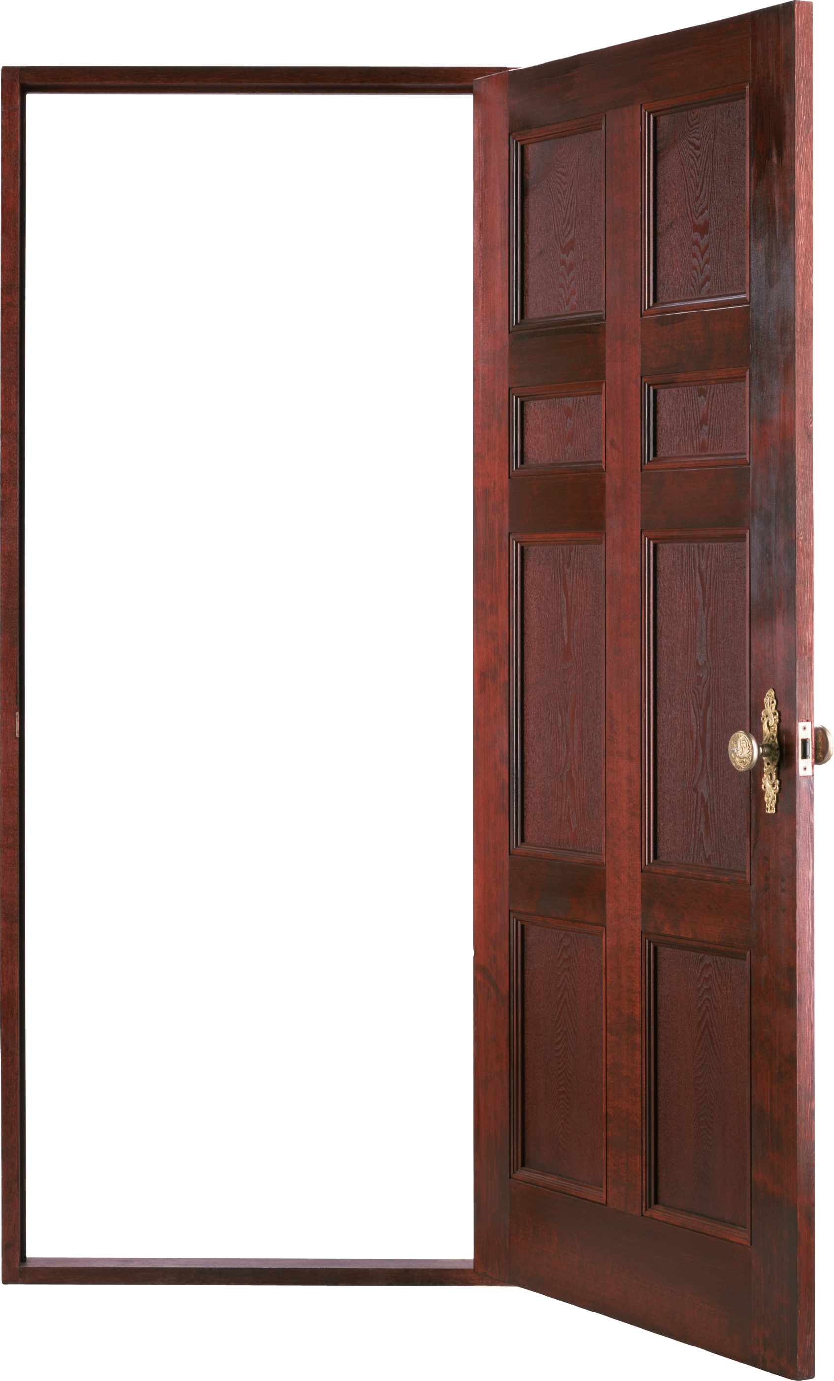 木製のドアを開ける
