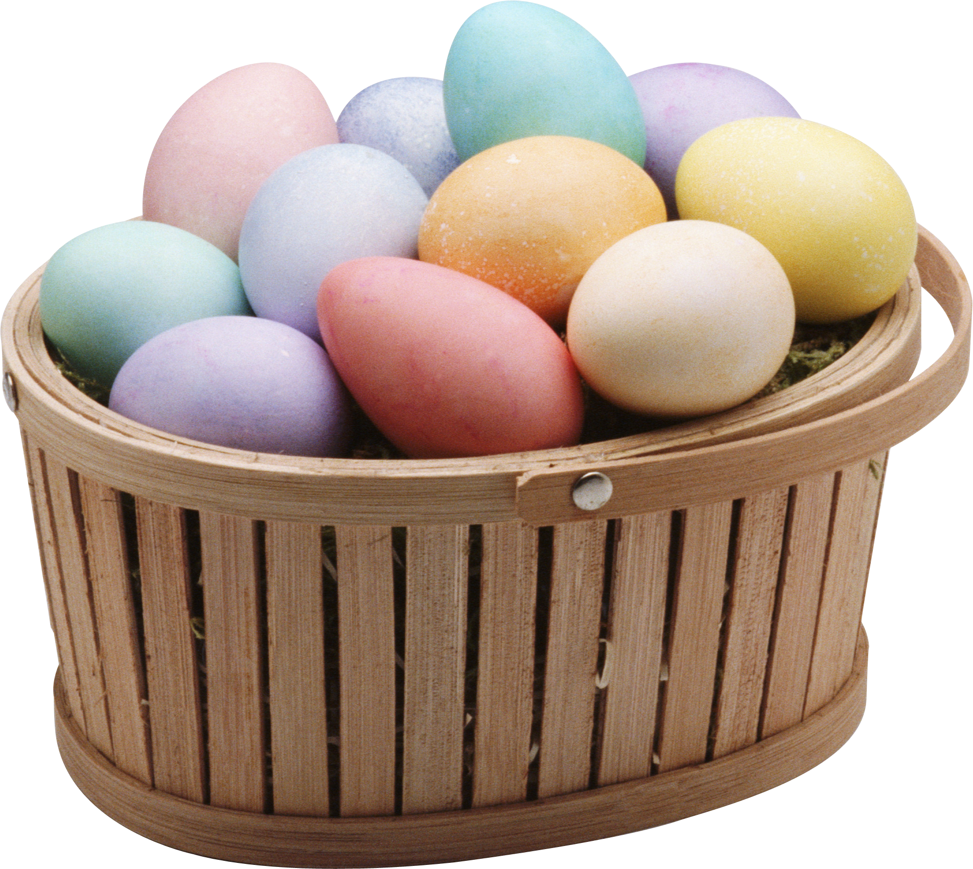 Telur berwarna-warni dalam keranjang