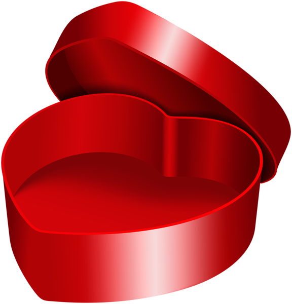 Scatola regalo rossa a forma di cuore aperta