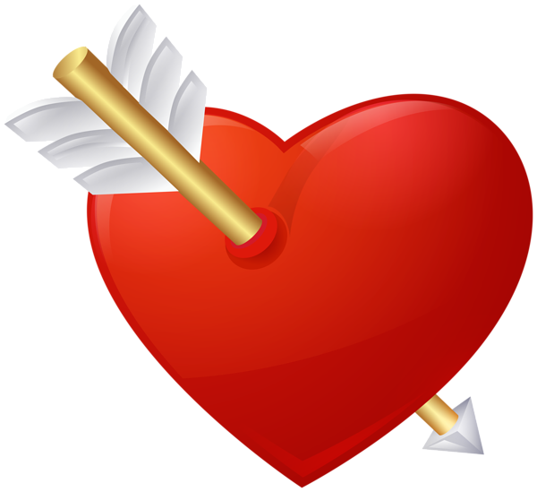 Feliz Dia dos Namorados, flecha através do coração vermelho