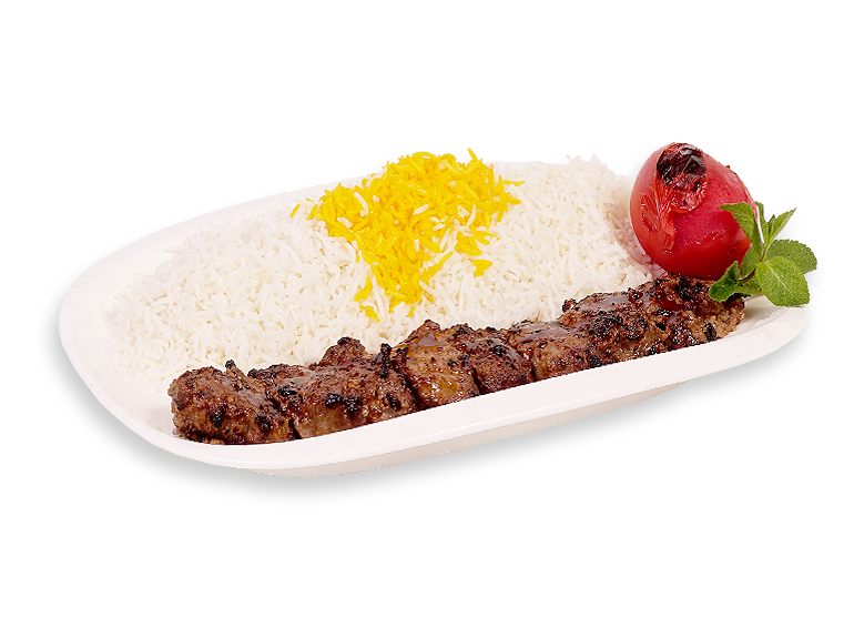 Carne e arroz grelhados