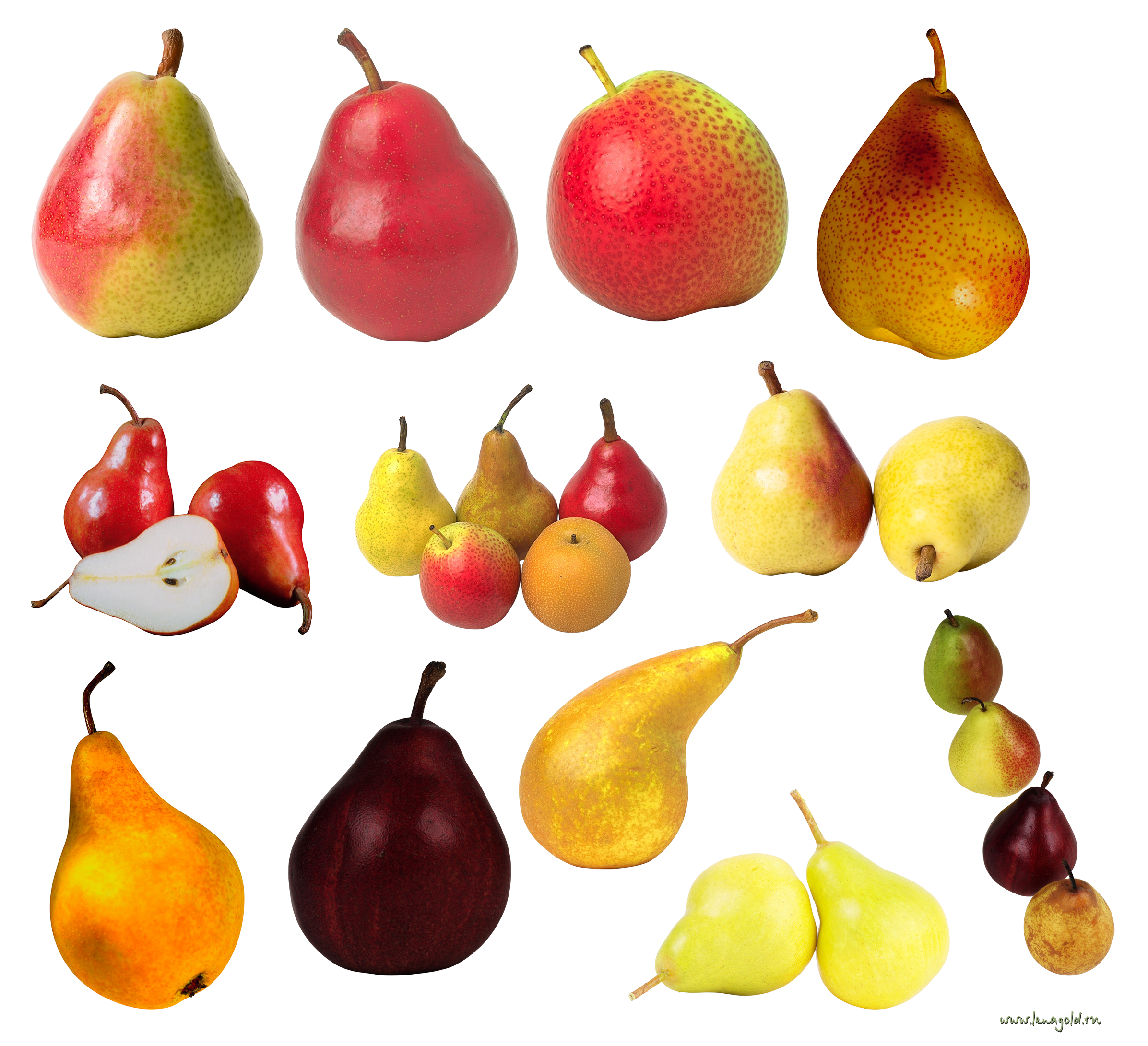 Birnen in verschiedenen Farben