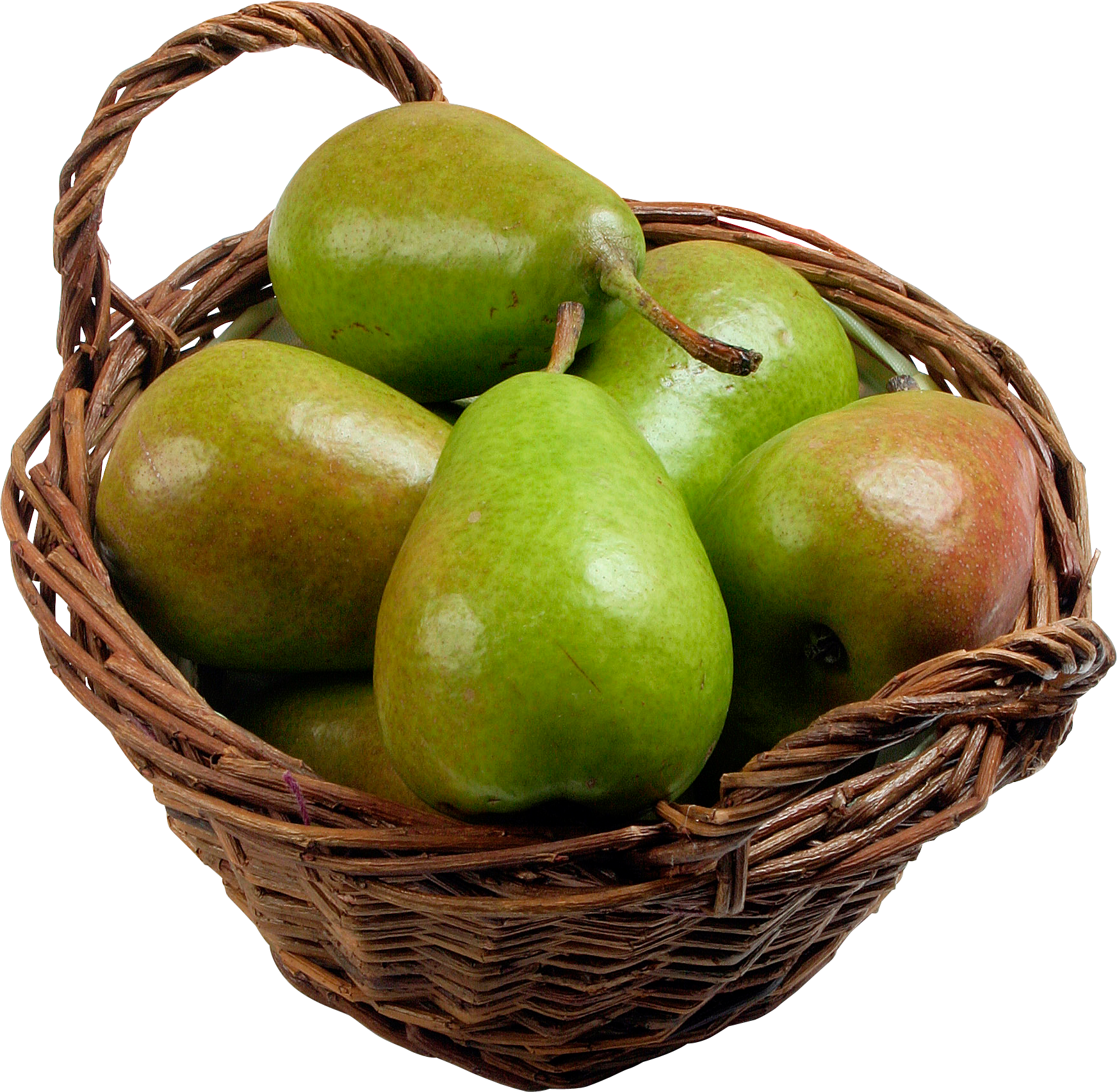 Peras verdes em uma cesta