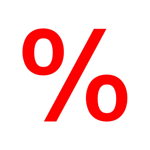 Icona rossa segno di percentuale