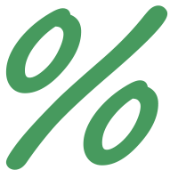 สัญลักษณ์เปอร์เซ็นต์ไอคอนสีเขียว