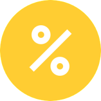 Procent żółtej okrągłej ikony