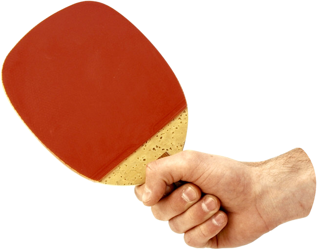Raket tenis meja di tangan