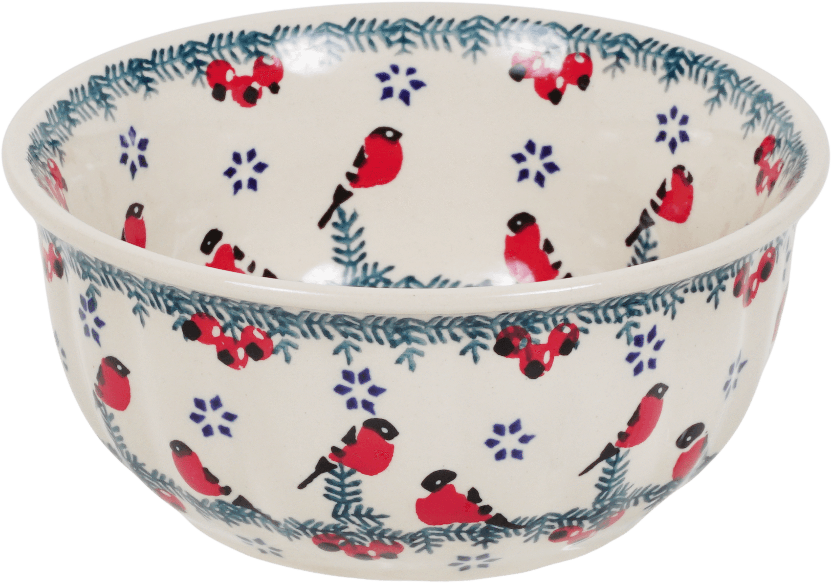 Tigela de porcelana com padrão pássaro vermelho, porcelana