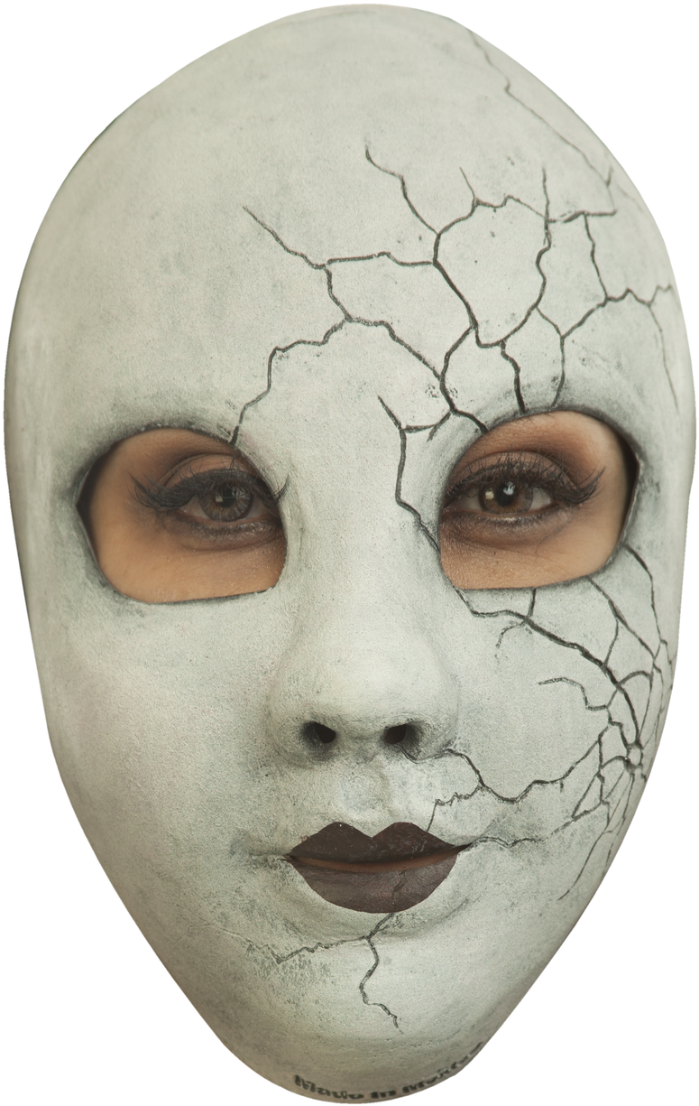 Máscara de cerâmica rachada