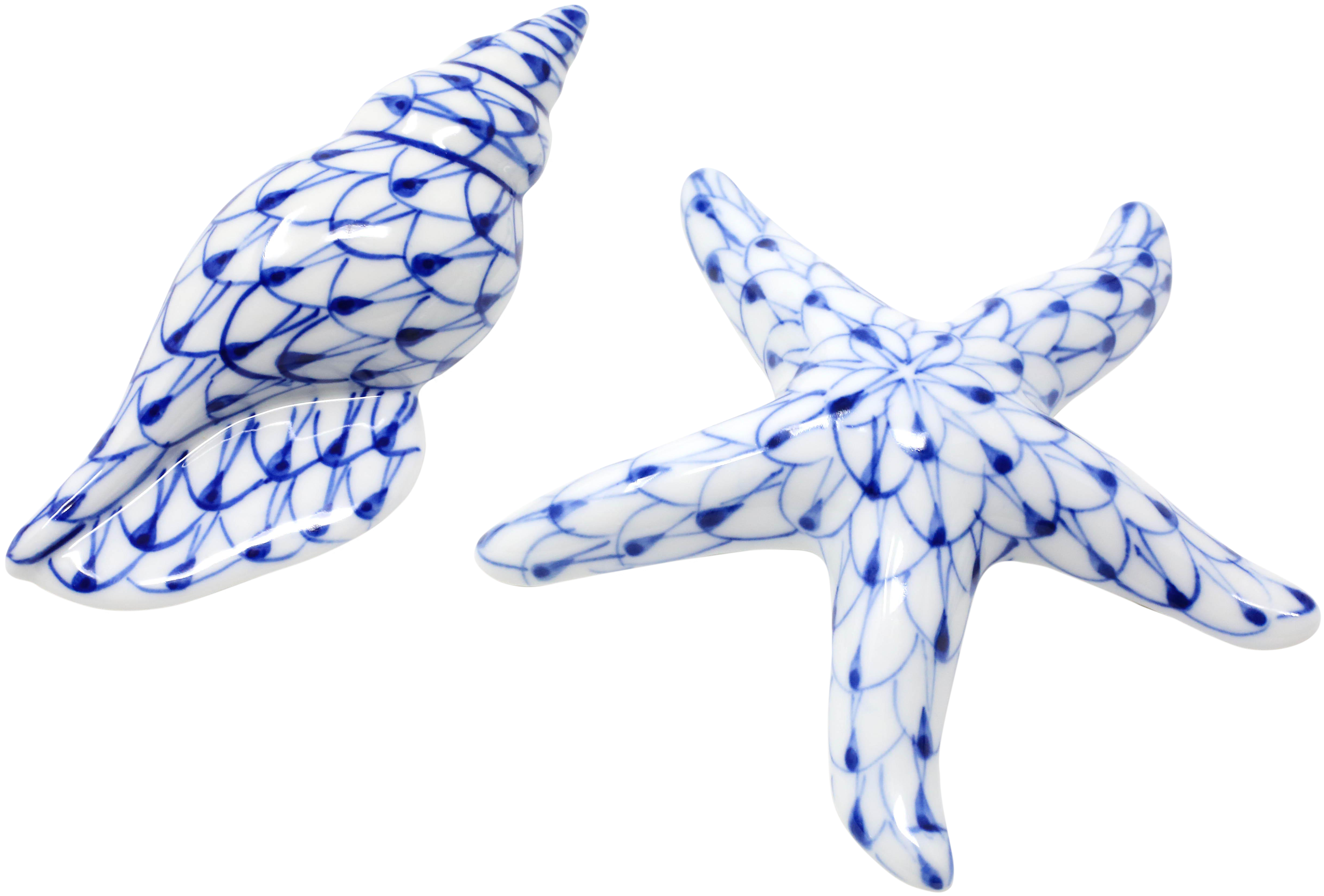 Céramique rétro bleue et blanche, presse-papier