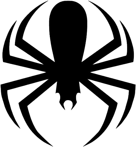 Schwarzes Spinnen-Silhouette-Logo