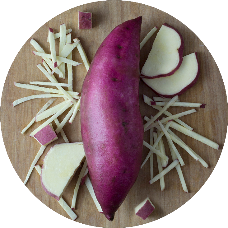 Słodki ziemniak, fioletowy ziemniak, obrany słodki ziemniak, słodki ziemniak