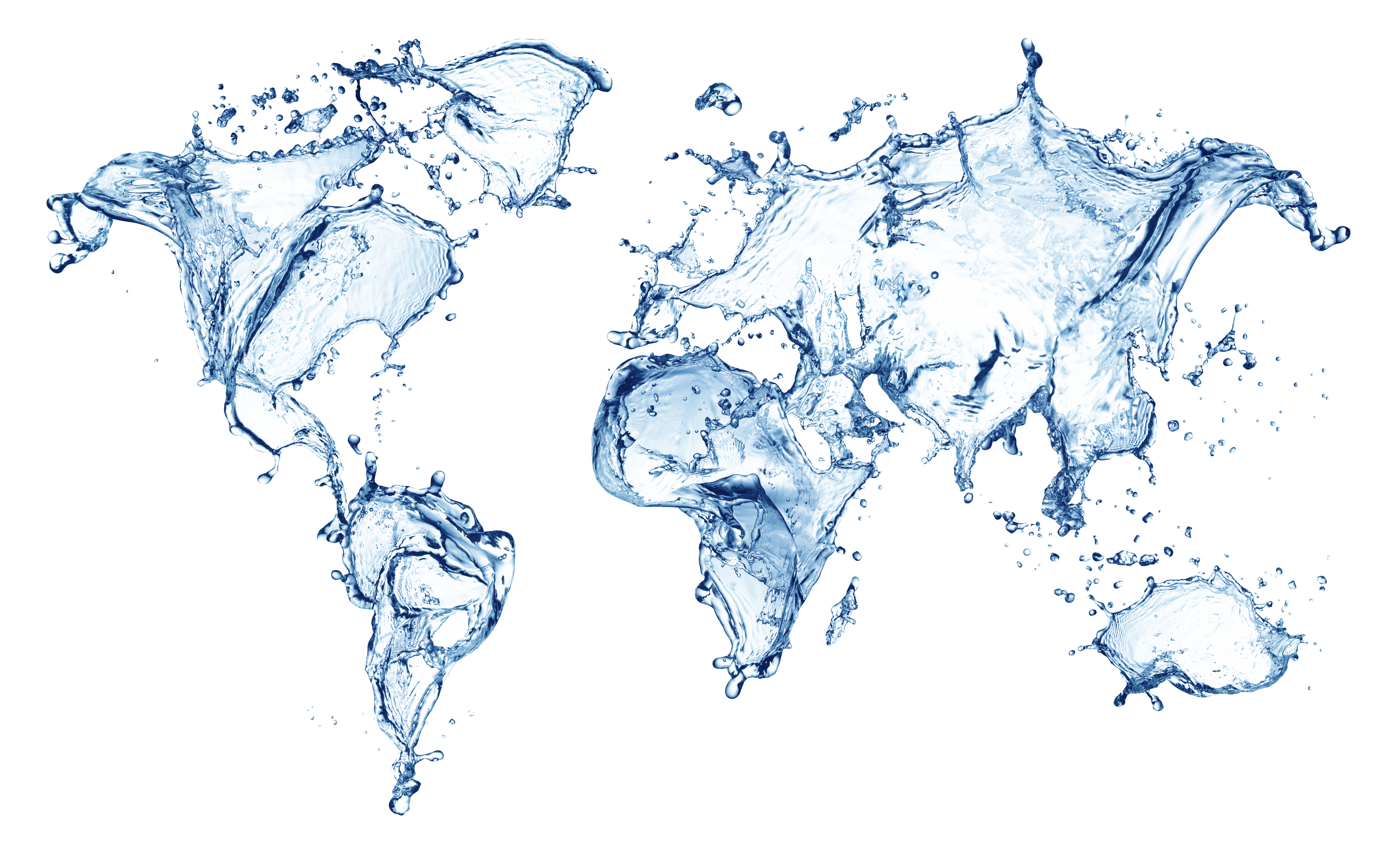 Spritzwasser in Form einer Weltkarte