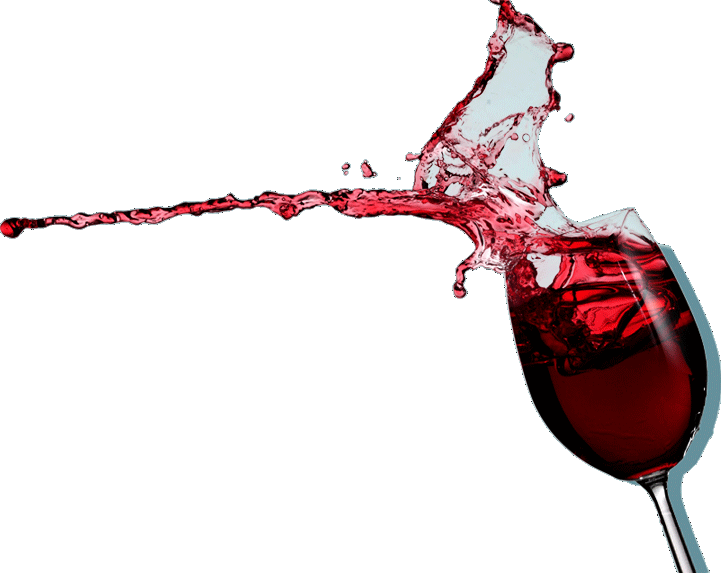 Rotwein verschüttet aus dem Glas